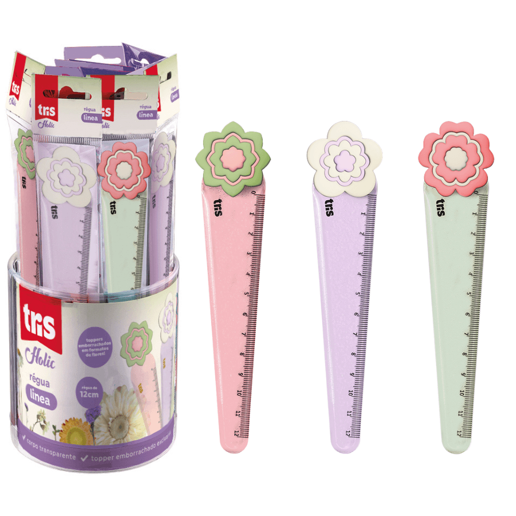 Régua Plástica Topper Linea Holic Delicata 12cm - TRIS - POTE 24 UND