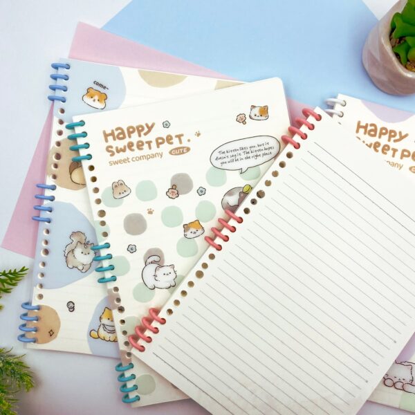 Caderno B5 Espiral Reposicionável Happy Cat 64 fls 17,8x25,2cm - IMPORTADO - UND