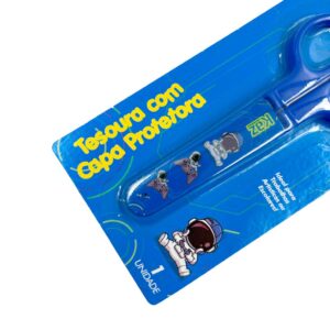 Tesoura Escolar 13 cm c/ Capa Protetora Astronauta KAZ - BLISTER