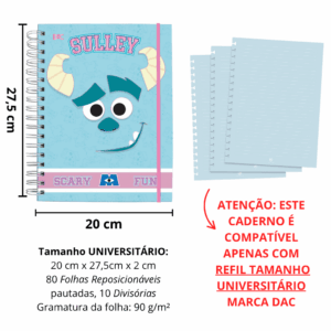Caderno Smart Universitário 10 Divisórias Monstros S.A. 80 fls - DAC