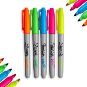 Marcador Permanente Fino 5 Cores Neon Sharpie
