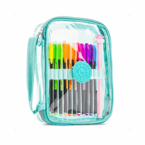 Estojo Box 100 PENS Transparente Color c/ Divisória - IMPORTADO - UND