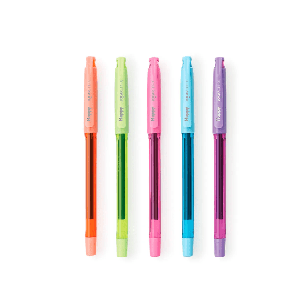 Caneta Gel Happy 0.7mm Colorida 5 Und - JOCAR OFFICE - BLISTER