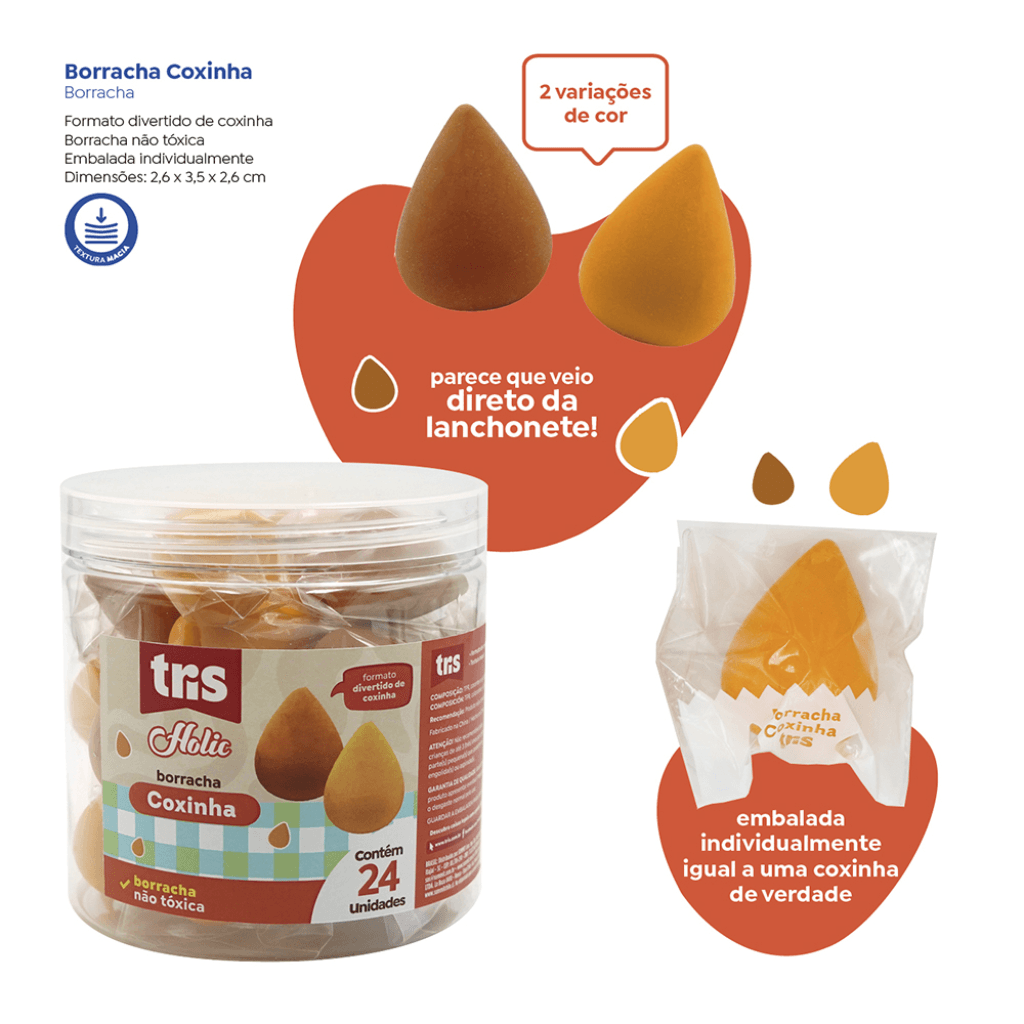 Borracha Coxinha Holic Lanchinhos - TRIS - POTE 24 UND