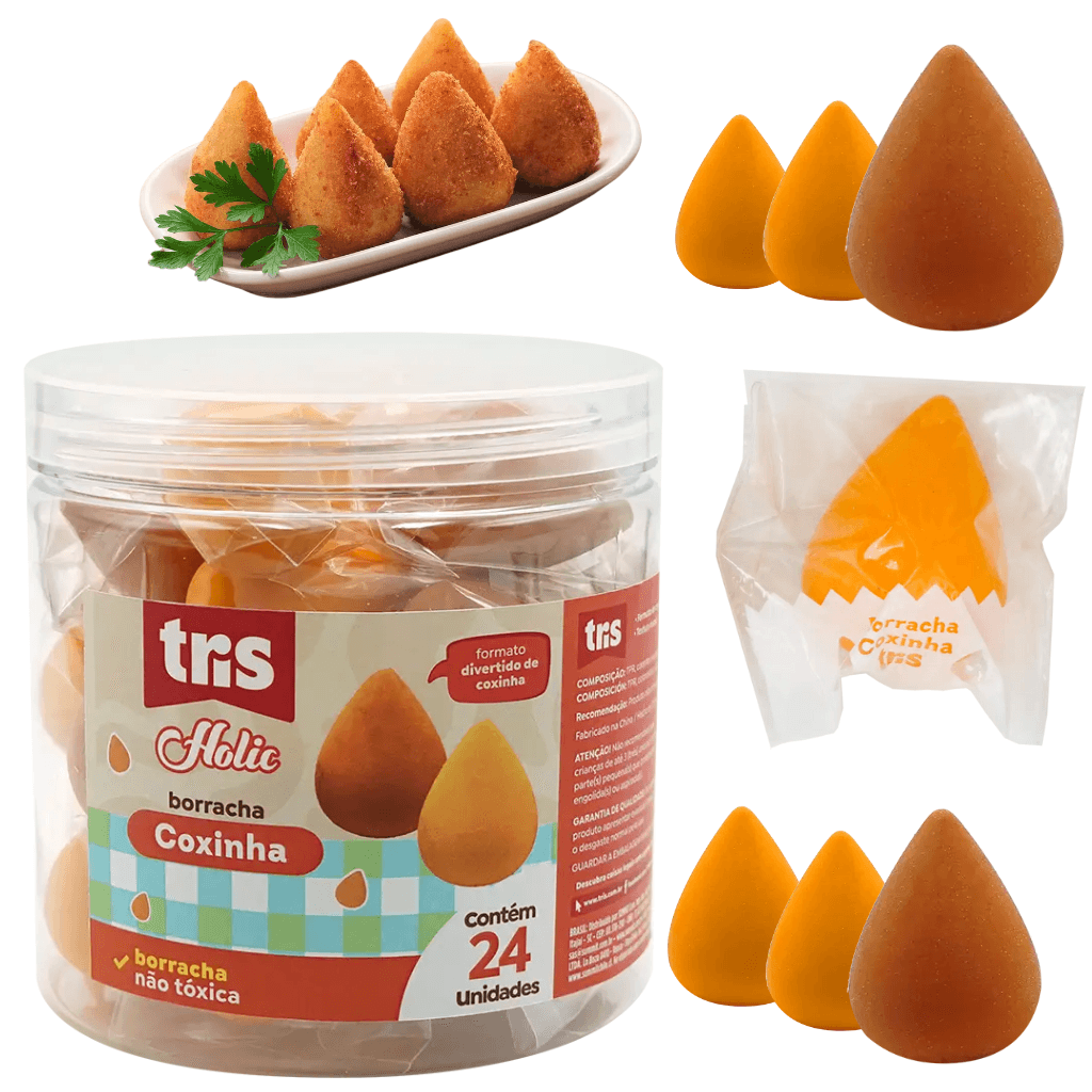 Borracha Coxinha Holic Lanchinhos - TRIS - POTE 24 UND