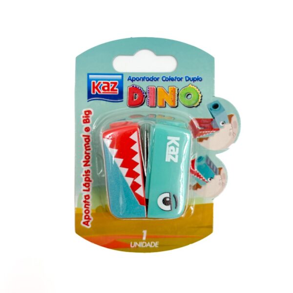 Apontador Coletor 2 Furos Dinossauro KAZ - BLISTER