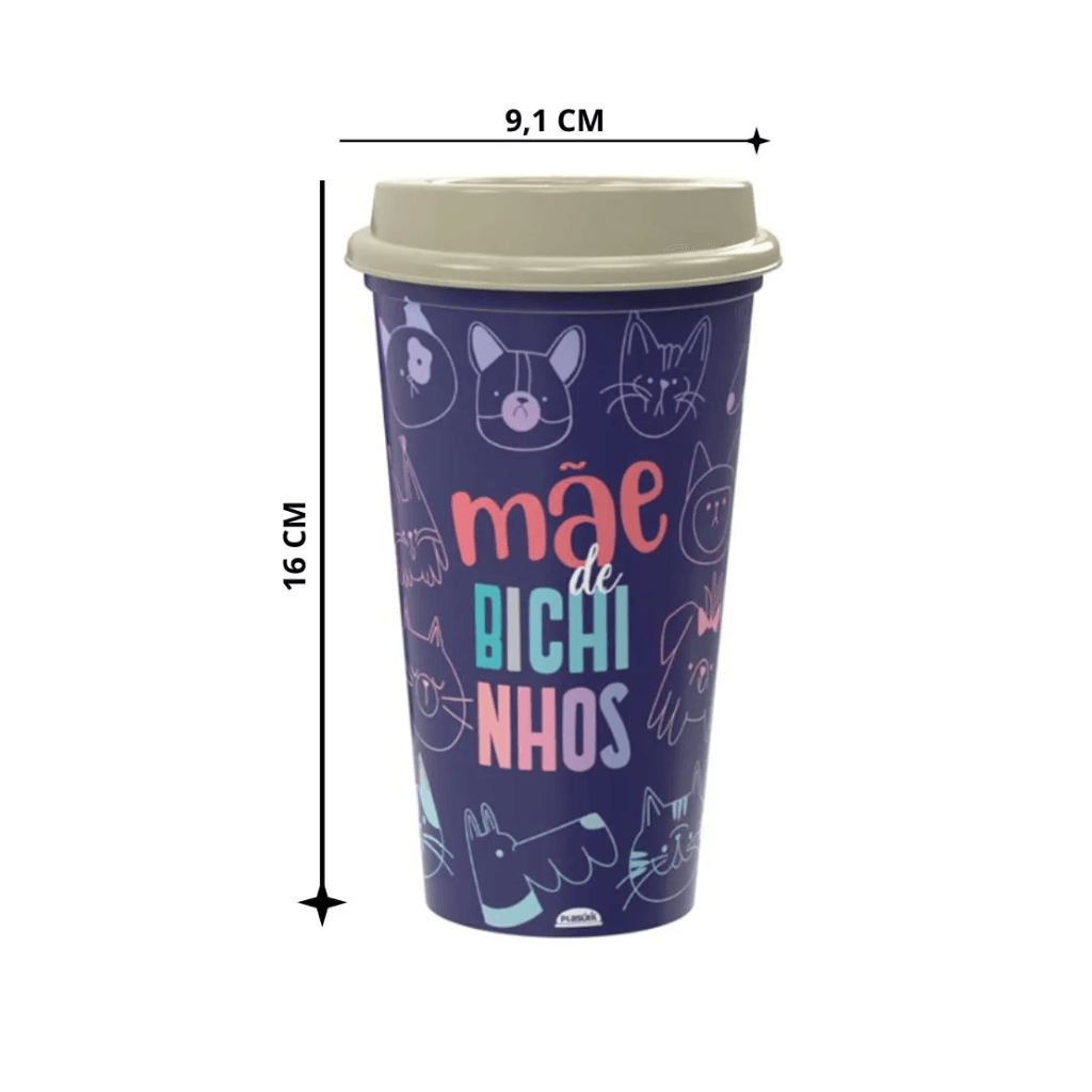 Copo c/ Tampa Bico MÃE 500ml - PLASÚTIL - UND