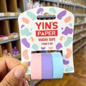 Fita Adesiva Washi Tape Color Pastel 15mm x 3m - YINS PAPER - BLISTER
