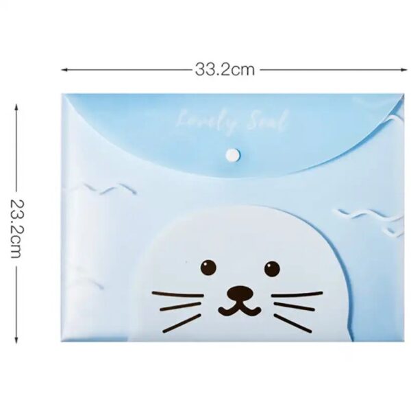 Pasta Envelope A4 Bichinhos Fofos AZUL - Kit 4 Und