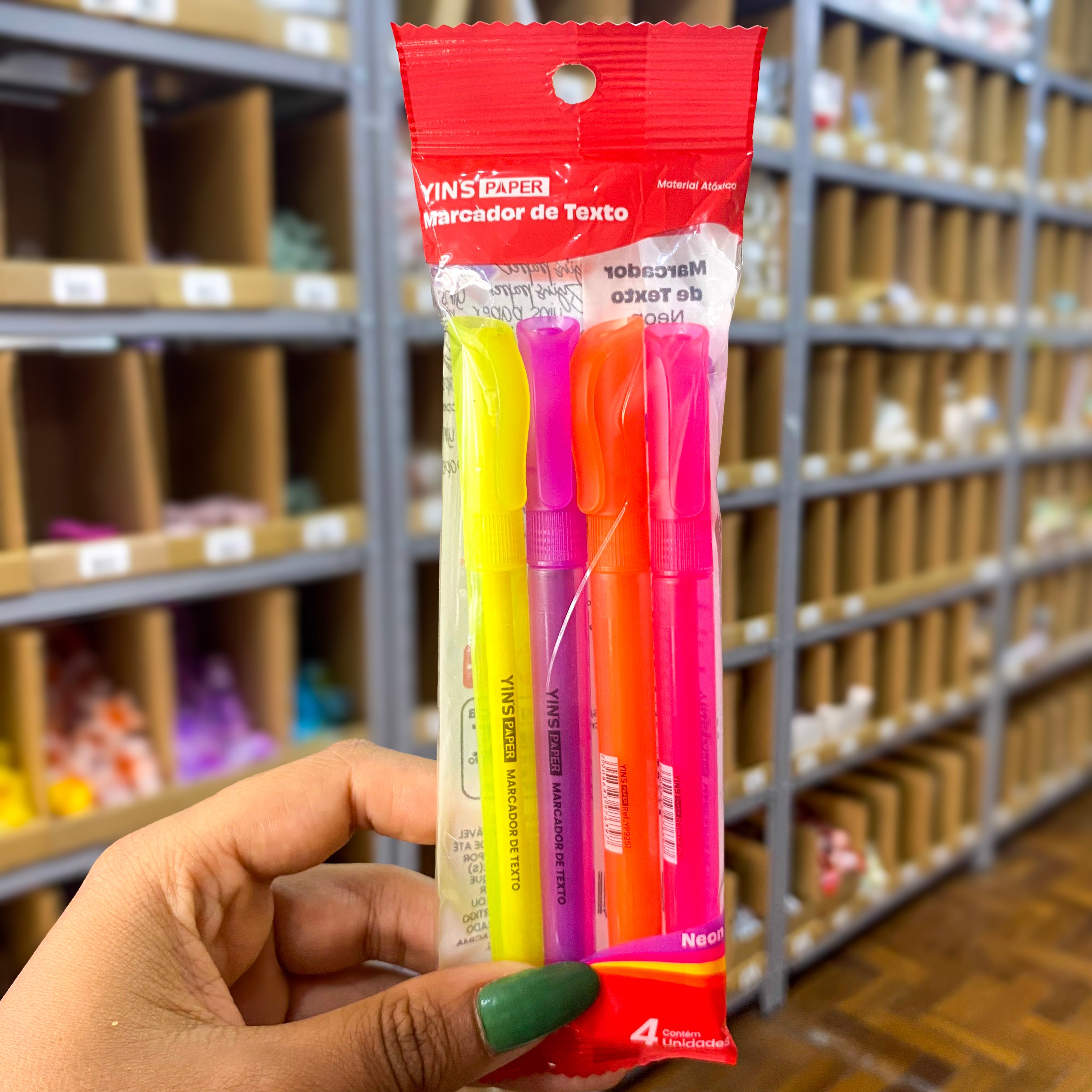 Marca Texto Neon Pacote c/4 Und - YINS PAPER - BLISTER