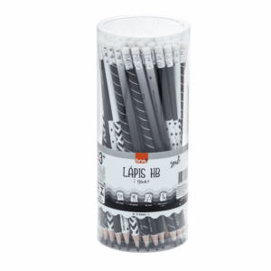 Lápis HB Estampado c/ Borracha Black BRW - Pote 72 UND