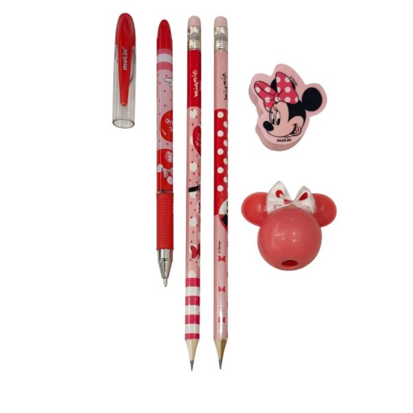 Kit Escolar Minnie Mouse Azul 5 Peças MOLIN - BLISTER