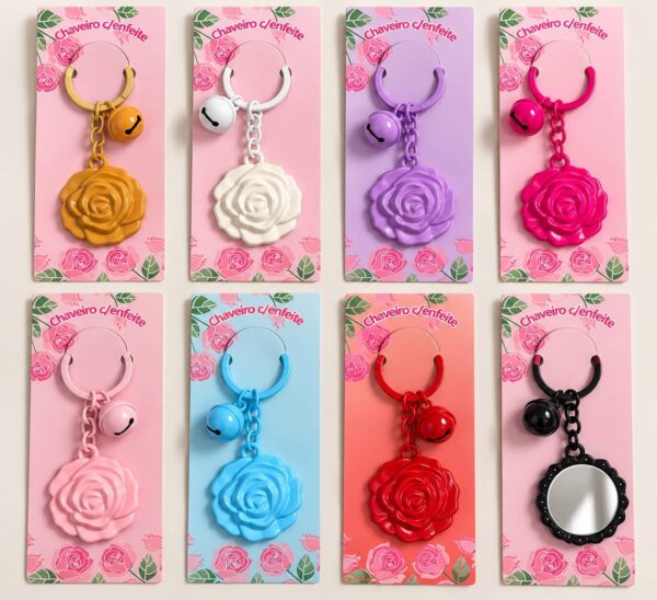 Chaveiro Tendência Charm FLOR c/ Espelho - IMPORTADO - UND