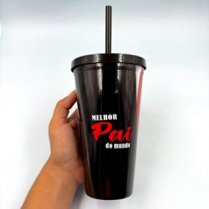 Copo Plástico c/ Canudo 600 Ml Pai