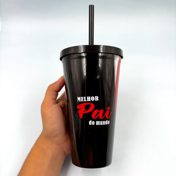 Copo Plástico c/ Canudo 600 Ml Pai