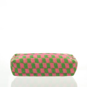 Necessaire Estojo Palito Tricô VERDE E ROSA 19x5x5cm - FLORIE - UND
