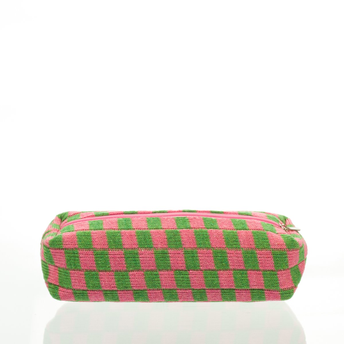Necessaire Estojo Palito Tricô VERDE E ROSA 19x5x5cm - FLORIE - UND