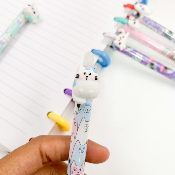 Caneta Clic Apagável Gatinho Meow - PACOTE 4 UND