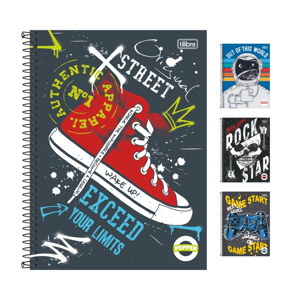 Caderno Universitário Espiral 1 M 80 fls Pepper Masculino - TILIBRA - UND