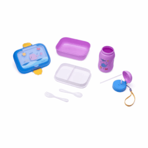 Kit Lanche Fundo do Mar Garrafa + Marmita + Talher Leo e Leo