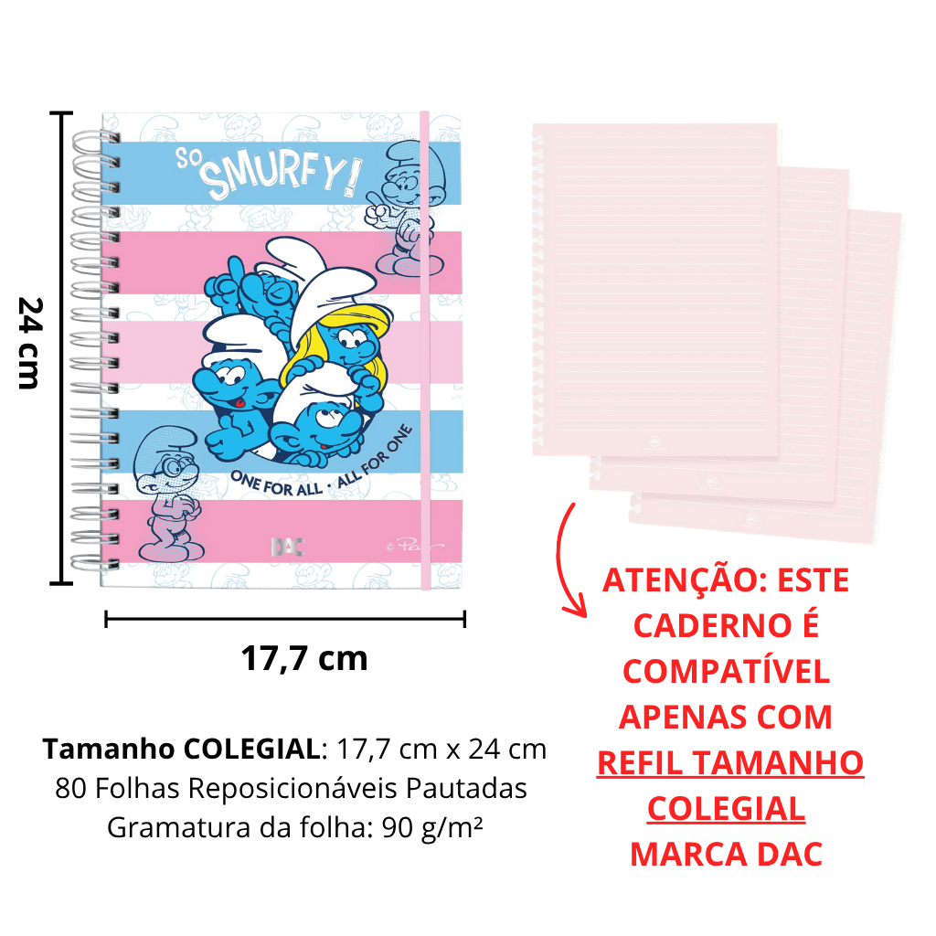Caderno Smart Colegial Smurfes 80 fls - DAC