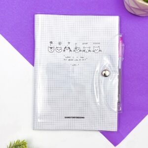 Caderno A5 Capa Plástica c/ Caneta Cachorro e Gato 68 fls 14,2x19,8cm - IMPORTADO - UND
