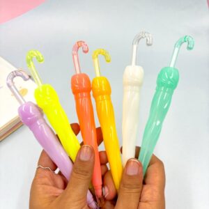 Caneta Fofa Guarda Chuva Cristal- Kit 6 Und