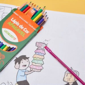 Lápis de Cor Apagável 12 Cores LEO E LEO - BLISTER