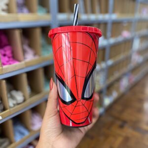 Copo Refri Homem-Aranha c/ Canudo 700ml - PLASÚTIL - UND