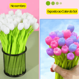 Caneta Fofa Flor Primavera Muda Cor - IMPORTADO - PACOTE 6 UND