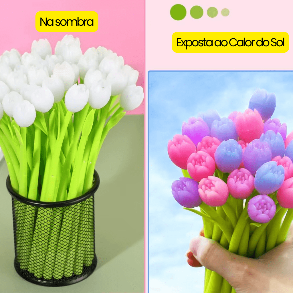 Caneta Fofa Flor Primavera Muda Cor - IMPORTADO - PACOTE 6 UND