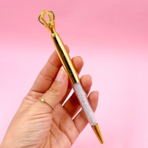 Caneta Luxo Coroa Color Pedrinhas - Kit 4 Und