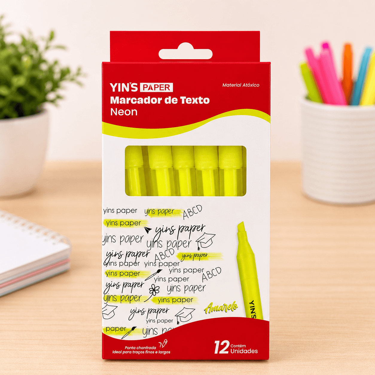 Marca Texto Neon Amarelo - YINS PAPER - UND