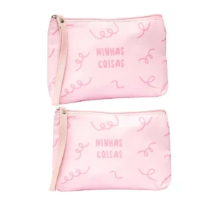 Necessaire Bolsinha de Mão Rosa MINHAS COISINHAS 14x20cm - FLORIE - UND