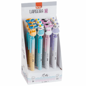Lapiseira Plástica Divertida 0.7mm Cat BRW - Display 12 UND