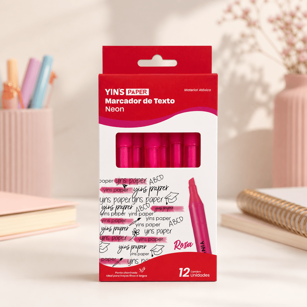 Marca Texto Neon Rosa - YINS PAPER - UND