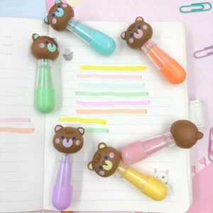 Marca Texto Fofo Ursinho Designer - Kit 6 Cores