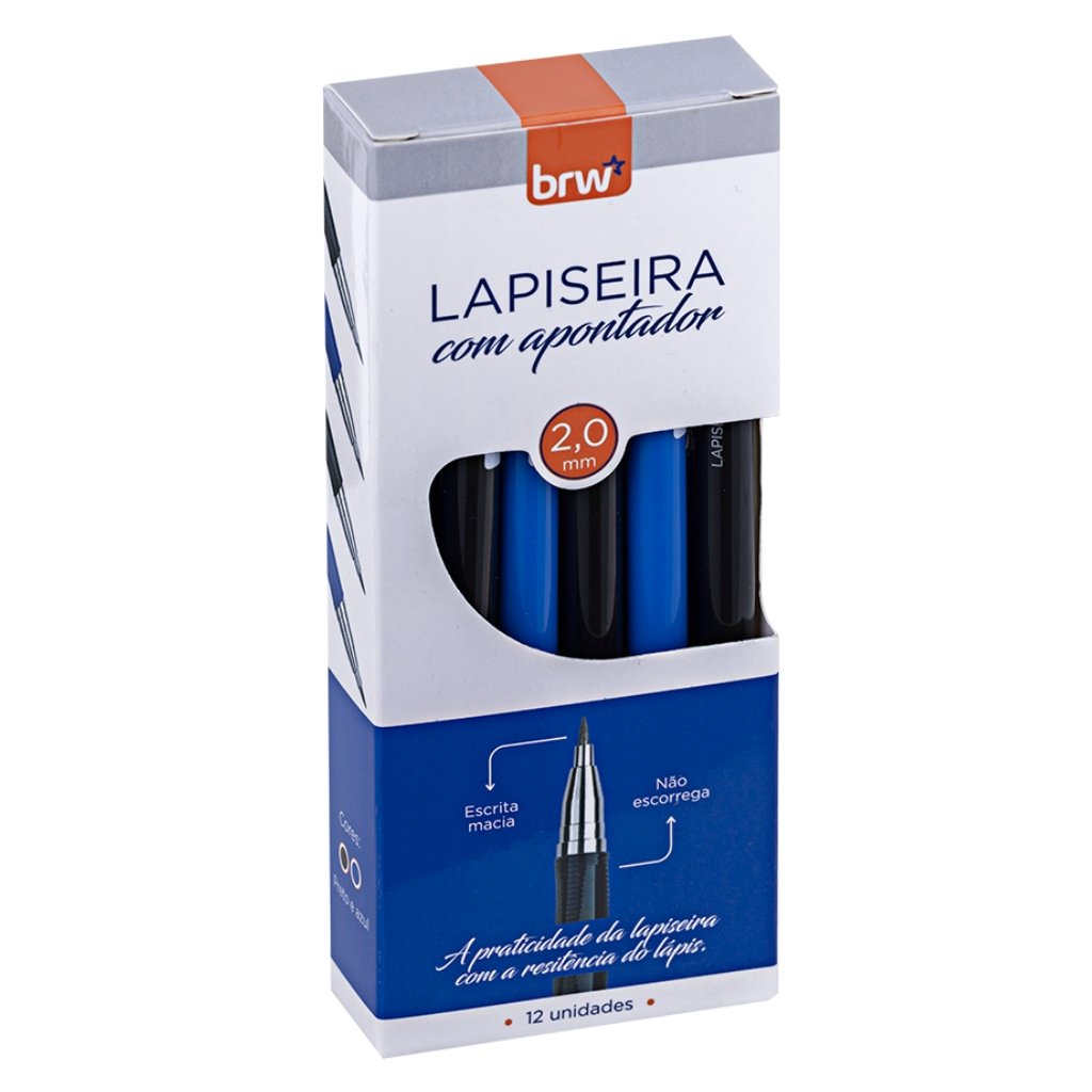 Lapiseira Plástica 2.0 mm Preto + Azul - BRW - UND