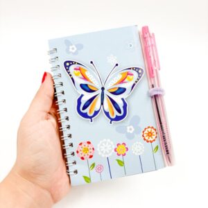 Mini Caderno Espiral Borboleta c/ Caneta
