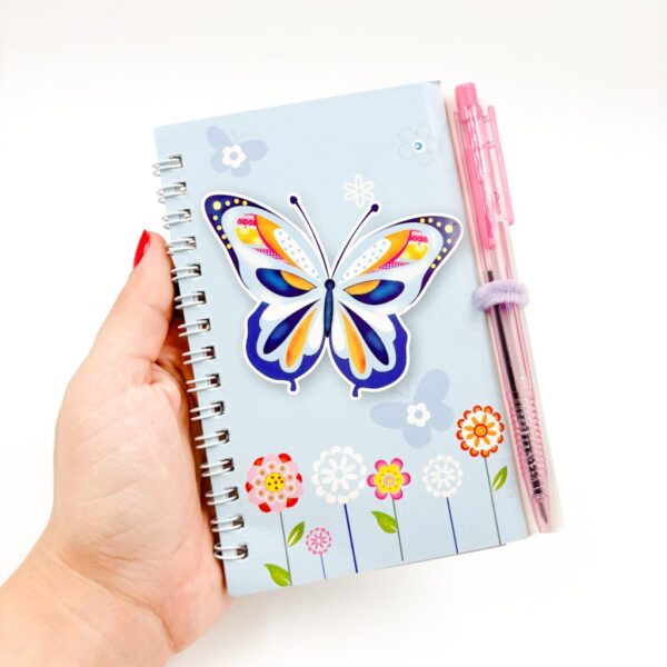 Mini Caderno Espiral Borboleta c/ Caneta