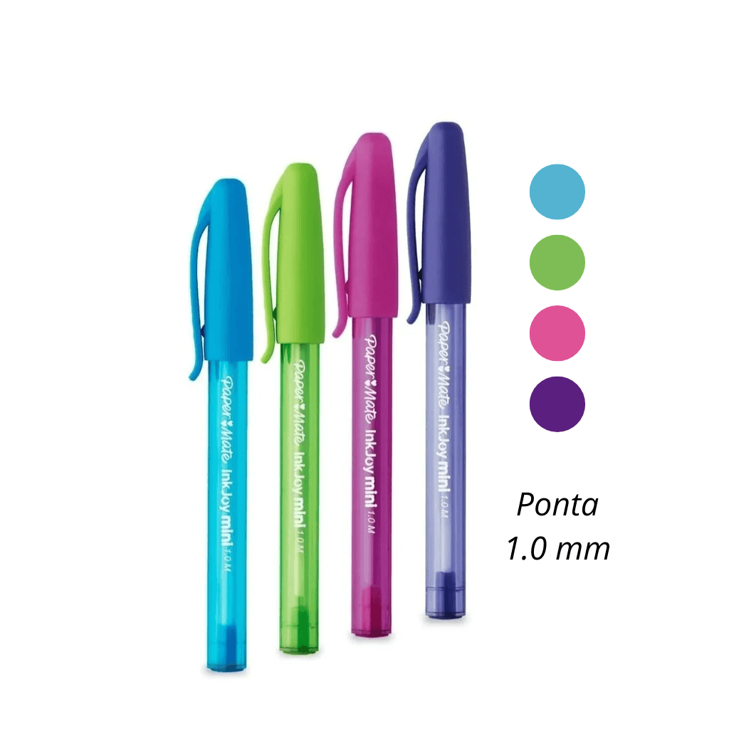 Caneta Kilométrica 100 Mini 1.0 mm Colorida - PAPER MATE - BLISTER 4 UND