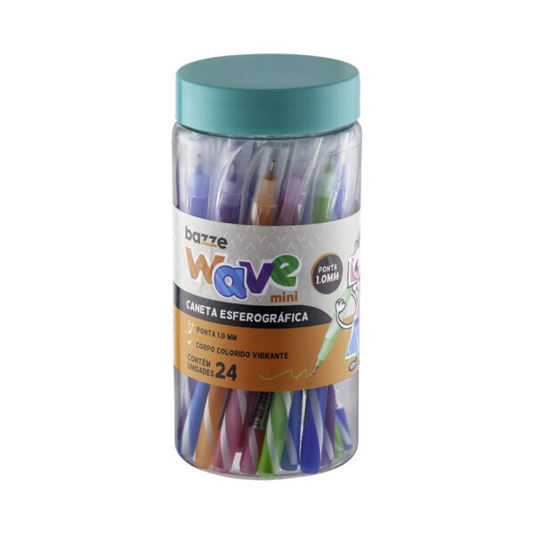 Caneta Esferográfica Bazze Wave Mini 1.0 - Pote 24 Und
