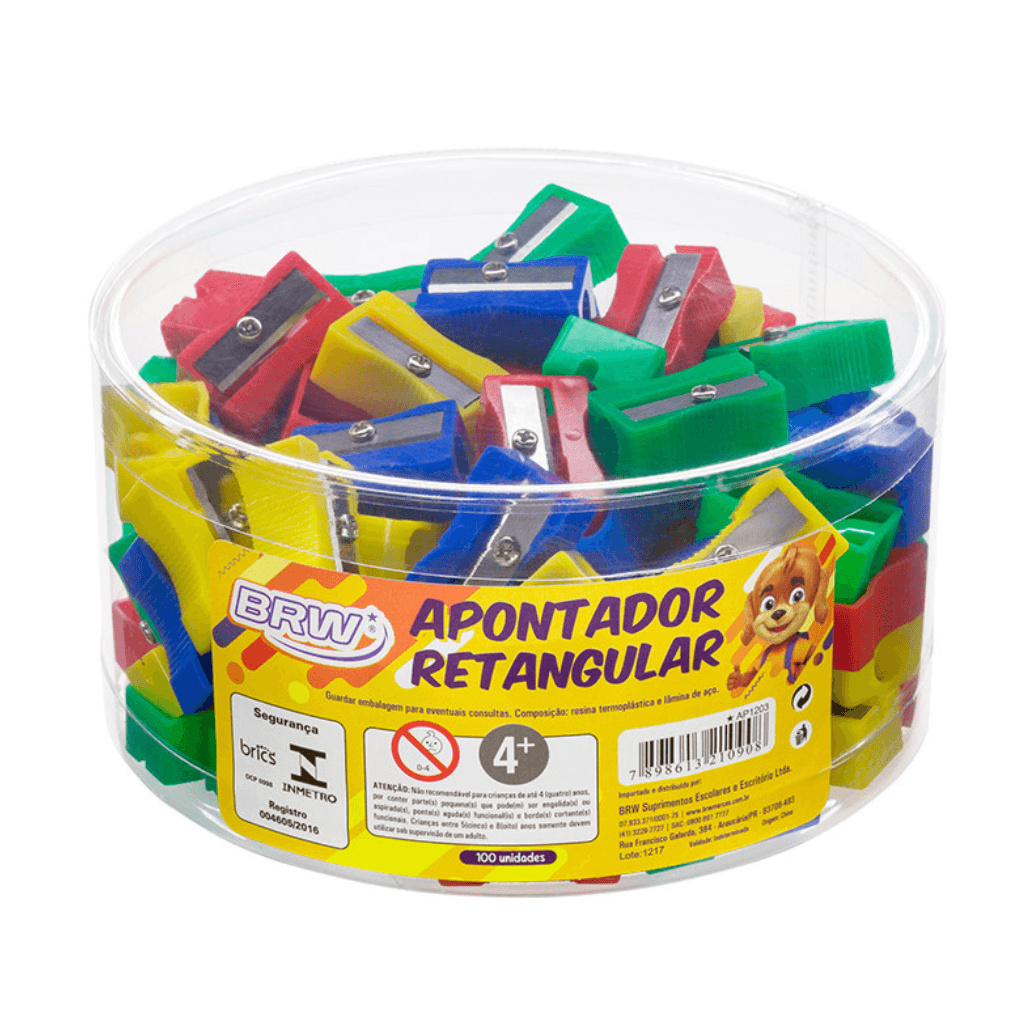 Apontador Plástico Retangular - BRW - POTE 100 UND