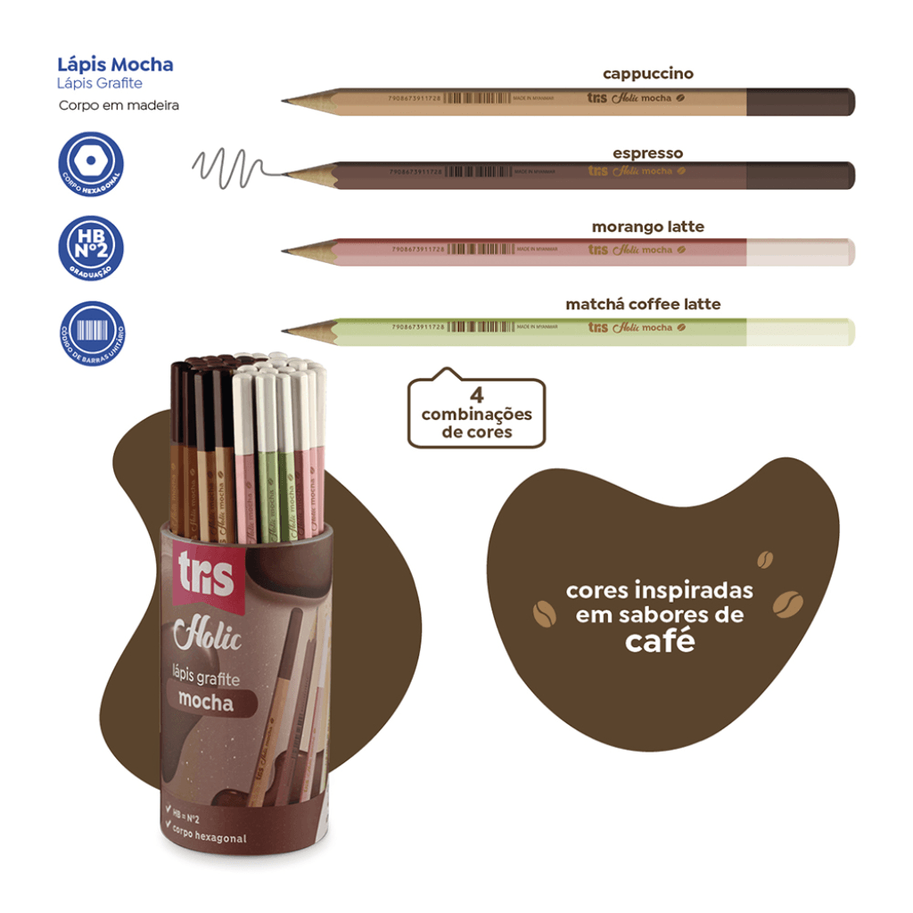 Lápis Grafite Mocha Holic Coffee Shop - TRIS - POTE 48 UND