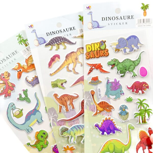 Cartela de Adesivos 2D Dinossauros - 5 Und