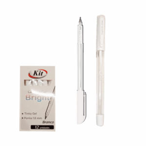 Caneta Gel 1.0 mm Branca Bright - KIT OFICIAL - CX 12 UND