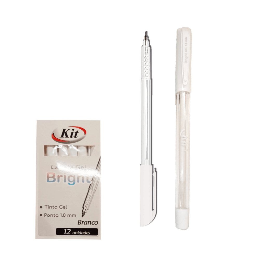 Caneta Gel 1.0 mm Branca Bright - KIT OFICIAL - CX 12 UND