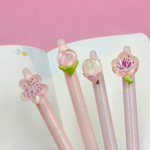 Caneta Clic Esferográfica Flor de Cerejeira - Pacote 4 Und