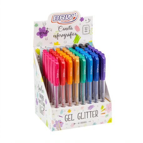 Caneta Esferográfica Gel Glitter 1.0mm Cores BRW - 6 UND