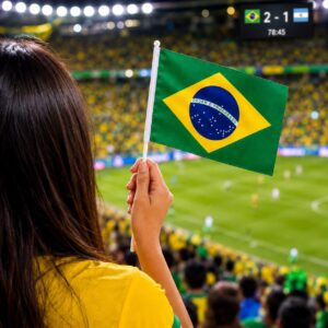 Bandeirinha Brasil c/ Haste 19,5 x14cm  - IMPORTADO - UND
